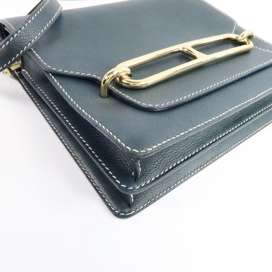 HERMES Evercolor皮革Roulis 23肩背袋Vert Cypres-11