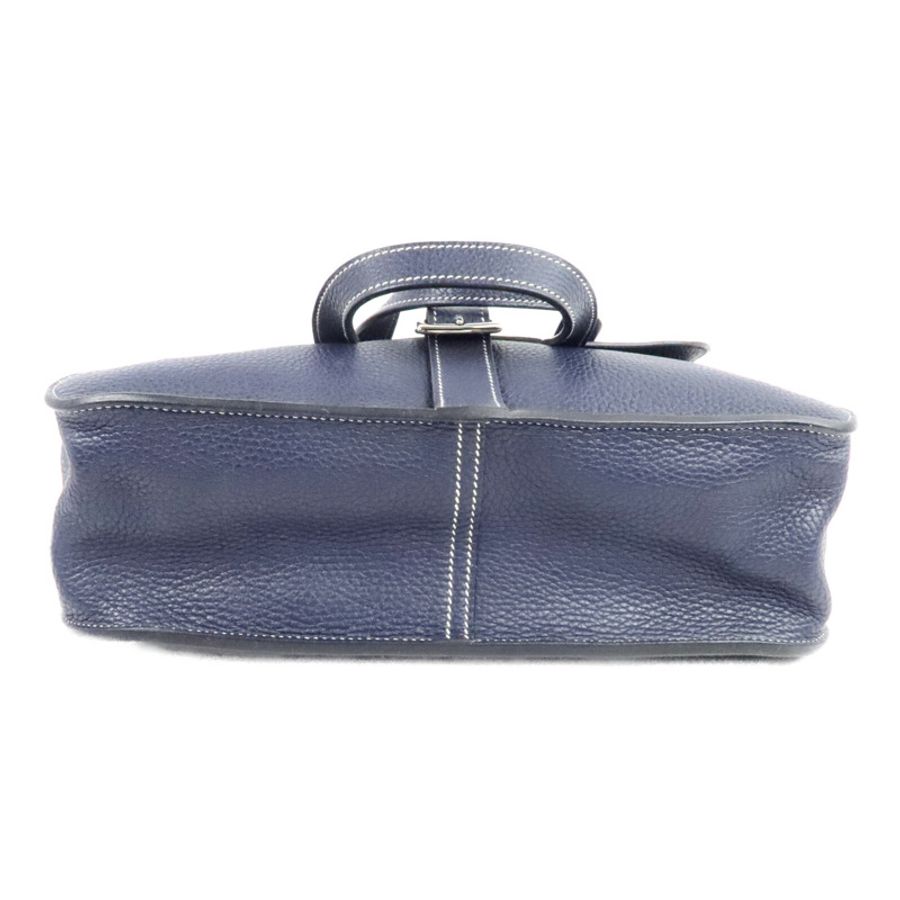 HERMES Clemence/Swift皮革Halzan 31手挽肩背兩用袋Bleu Nuit/Noir-3