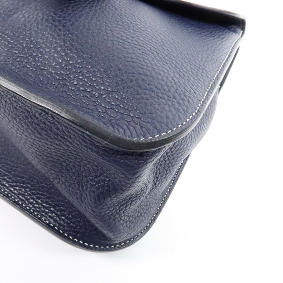 HERMES Clemence/Swift皮革Halzan 31手挽肩背兩用袋Bleu Nuit/Noir-4