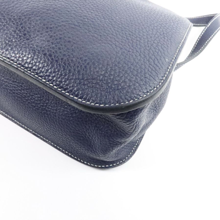 HERMES Clemence/Swift皮革Halzan 31手挽肩背兩用袋Bleu Nuit/Noir-6