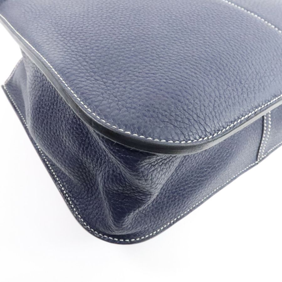 HERMES Clemence/Swift皮革Halzan 31手挽肩背兩用袋Bleu Nuit/Noir-7