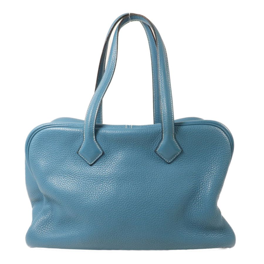 HERMES Clemence皮革Victoria 35手挽袋Bleu Jean-1