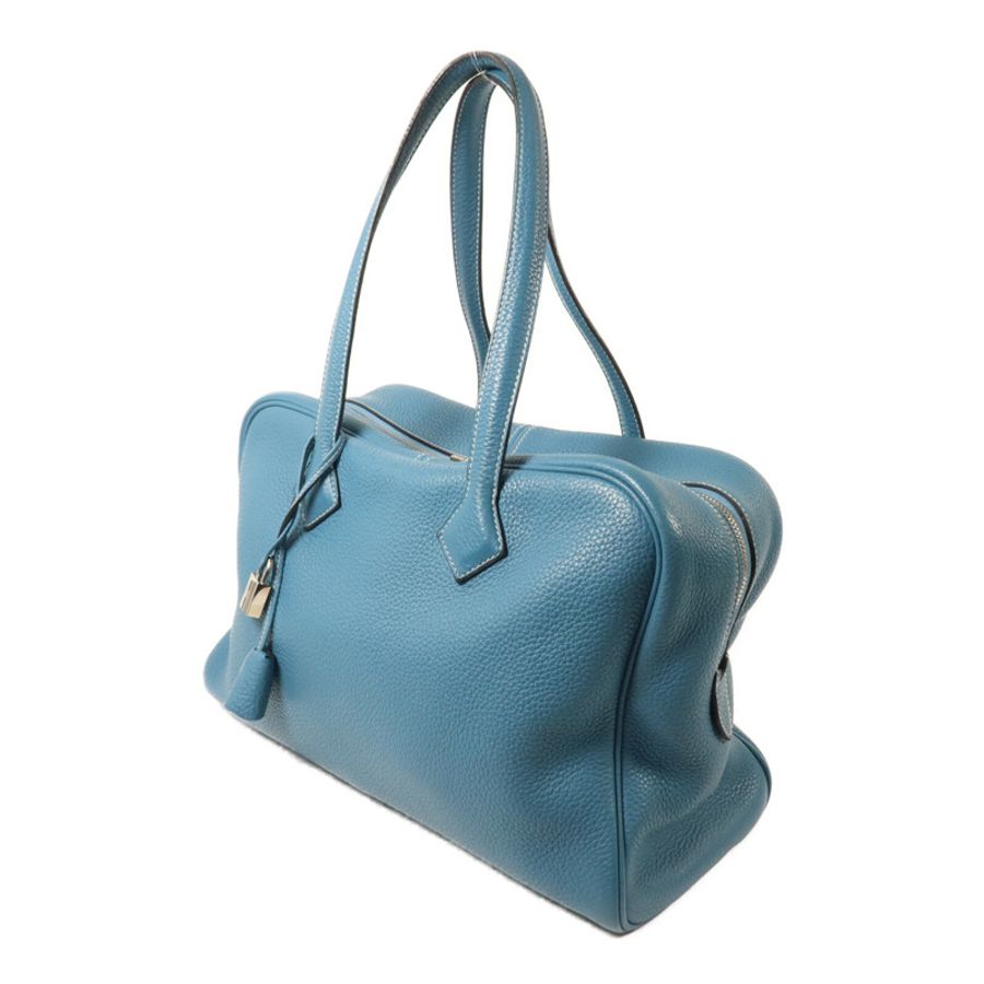HERMES Clemence皮革Victoria 35手挽袋Bleu Jean-2