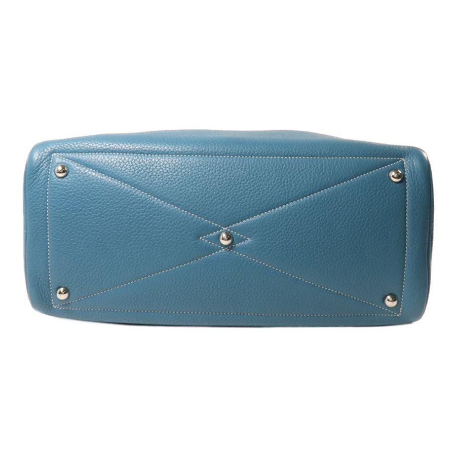 HERMES Clemence皮革Victoria 35手挽袋Bleu Jean-3