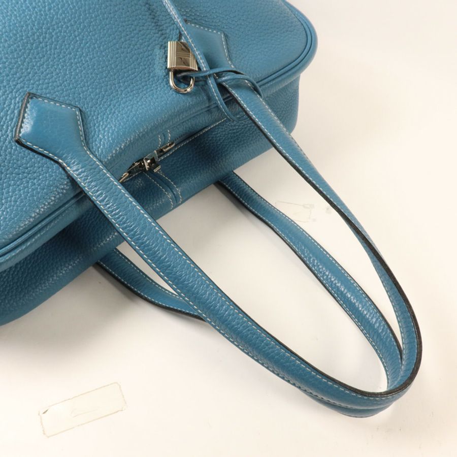 HERMES Clemence皮革Victoria 35手挽袋Bleu Jean-7