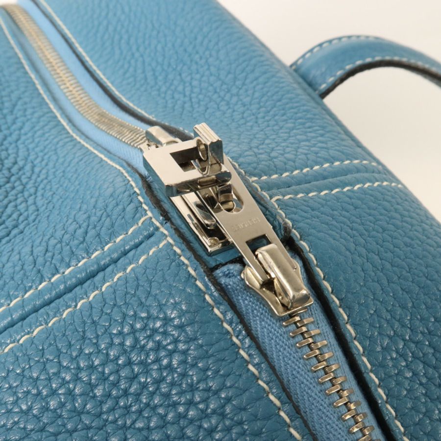 HERMES Clemence皮革Victoria 35手挽袋Bleu Jean-9