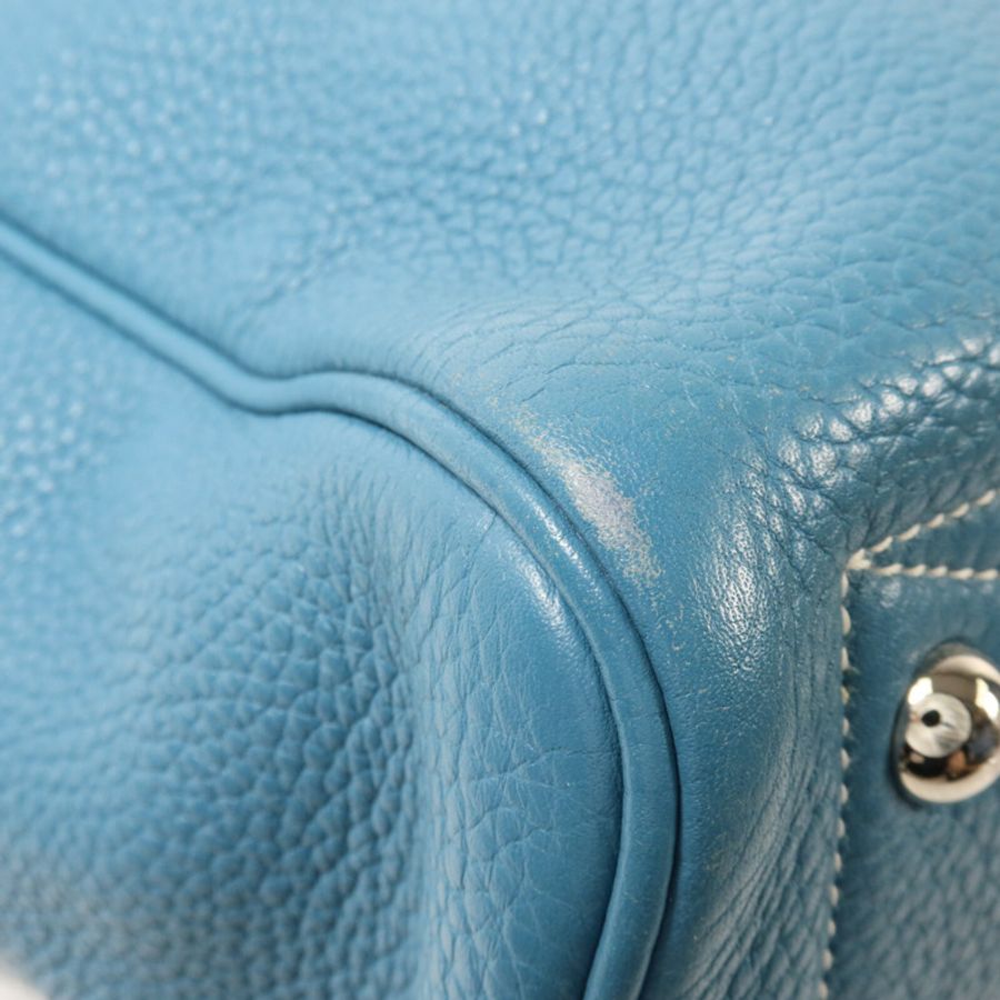 HERMES Clemence皮革Victoria 35手挽袋Bleu Jean-11