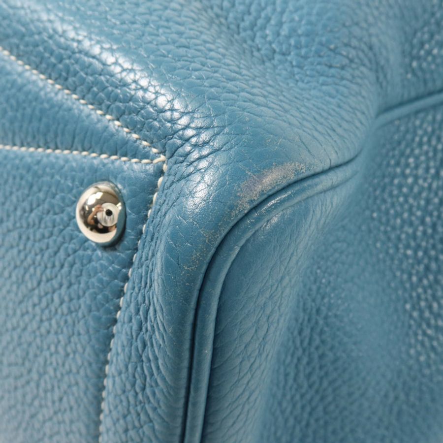 HERMES Clemence皮革Victoria 35手挽袋Bleu Jean-14