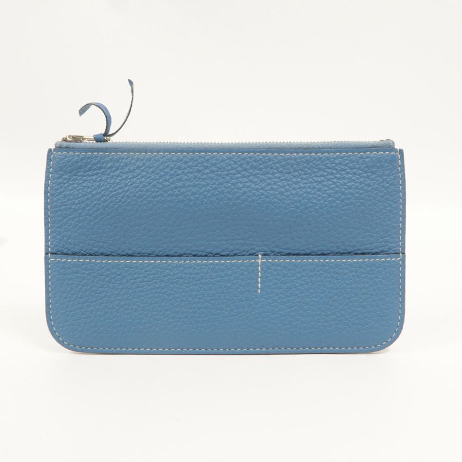 HERMES Clemence皮革Dogon GM長錢包Bleu Jean-15