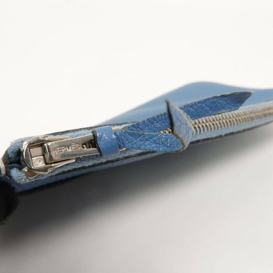 HERMES Clemence皮革Dogon GM長錢包Bleu Jean-17