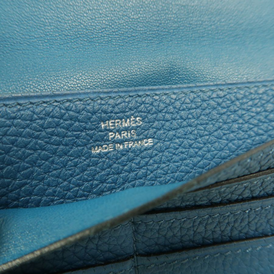 HERMES Clemence皮革Dogon MM長錢包Colvert-7