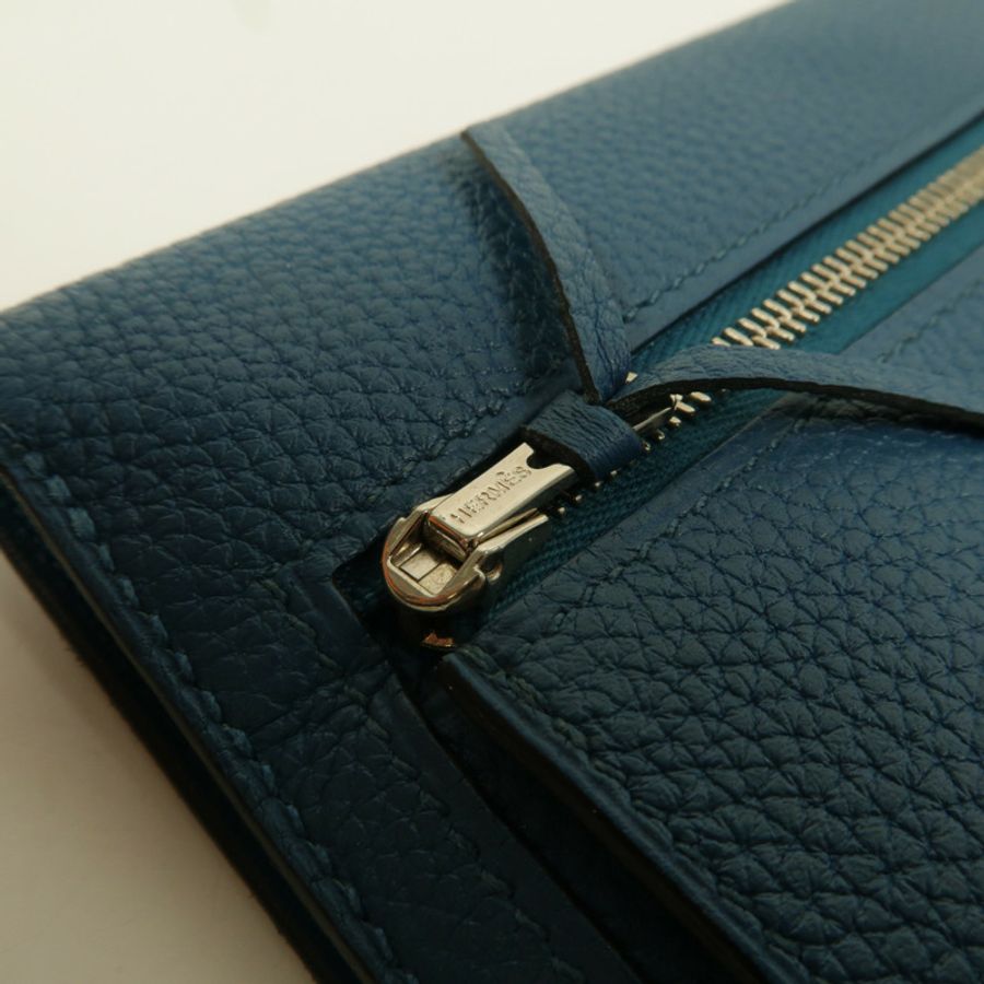 HERMES Clemence皮革Dogon MM長錢包Colvert-15