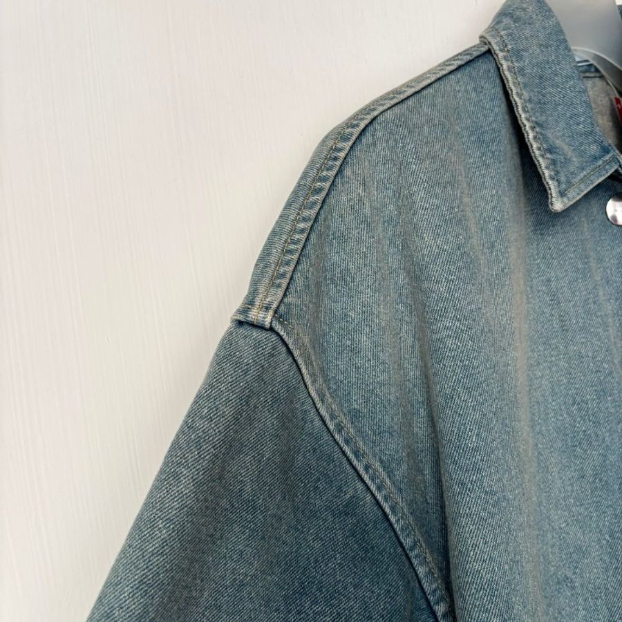 38號 ::Prada:: 經典三角牌 水洗丹寧牛仔連身短褲 連身褲 連衣褲 2022 Medium Wash Denim Button Up Romper-10