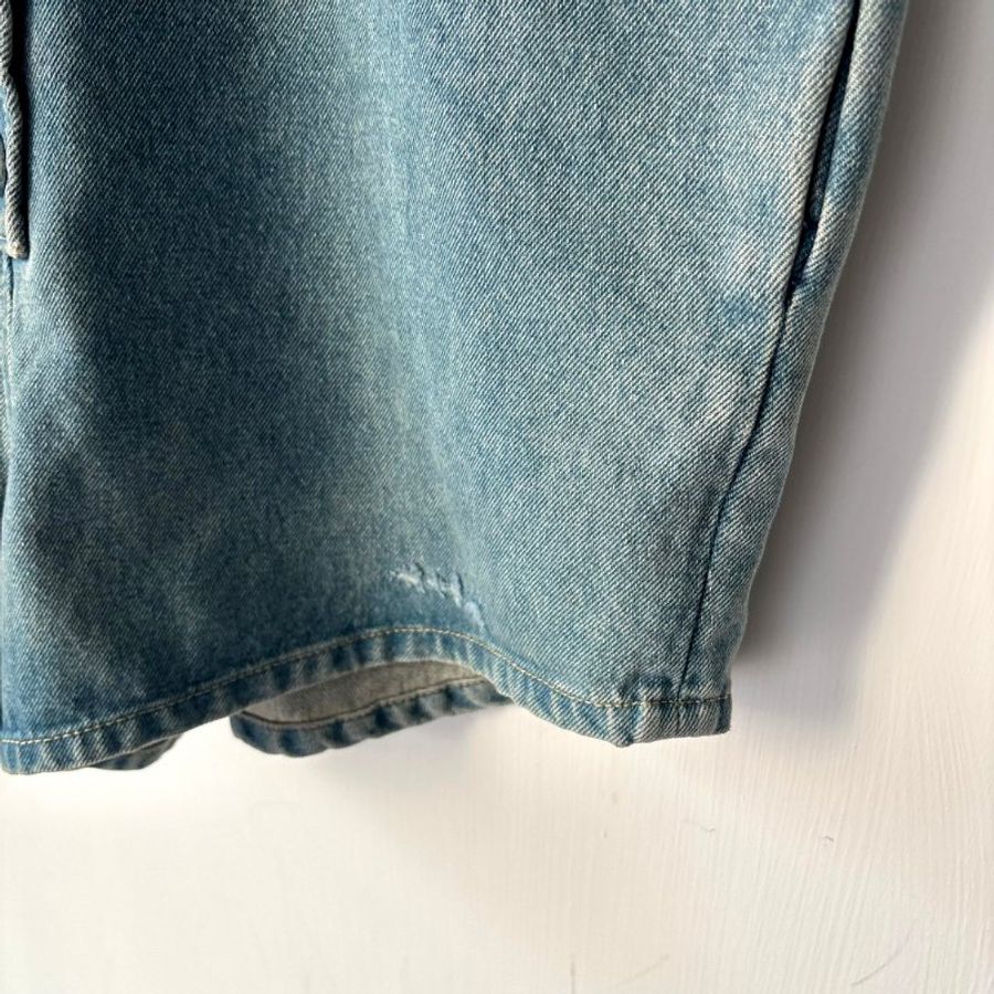 38號 ::Prada:: 經典三角牌 水洗丹寧牛仔連身短褲 連身褲 連衣褲 2022 Medium Wash Denim Button Up Romper-12