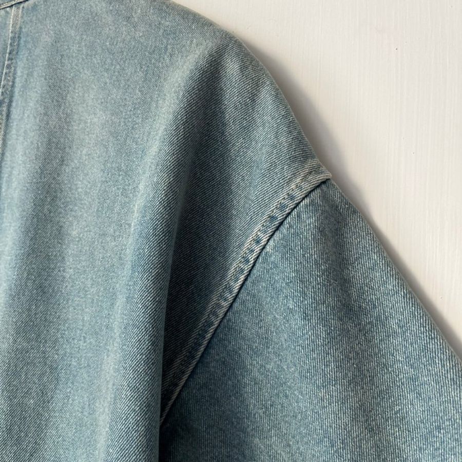 38號 ::Prada:: 經典三角牌 水洗丹寧牛仔連身短褲 連身褲 連衣褲 2022 Medium Wash Denim Button Up Romper-16