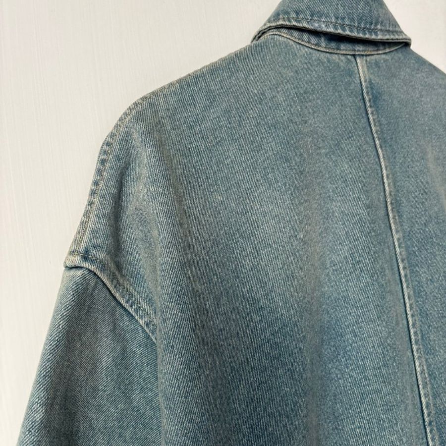 38號 ::Prada:: 經典三角牌 水洗丹寧牛仔連身短褲 連身褲 連衣褲 2022 Medium Wash Denim Button Up Romper-17
