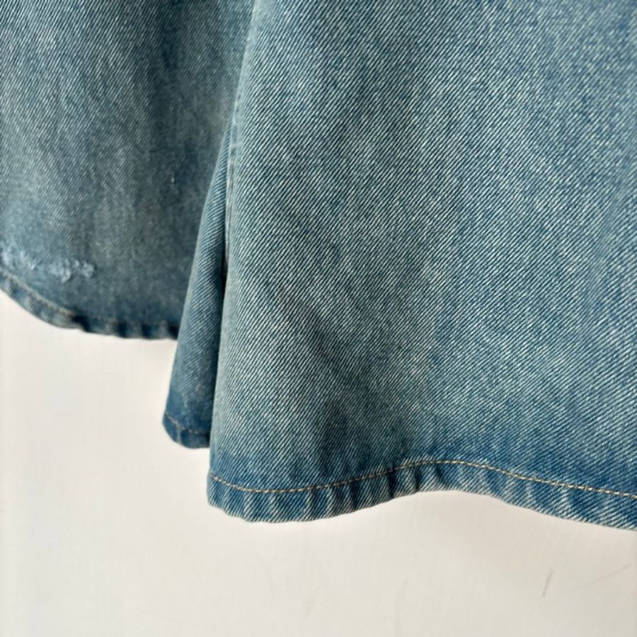 38號 ::Prada:: 經典三角牌 水洗丹寧牛仔連身短褲 連身褲 連衣褲 2022 Medium Wash Denim Button Up Romper-21