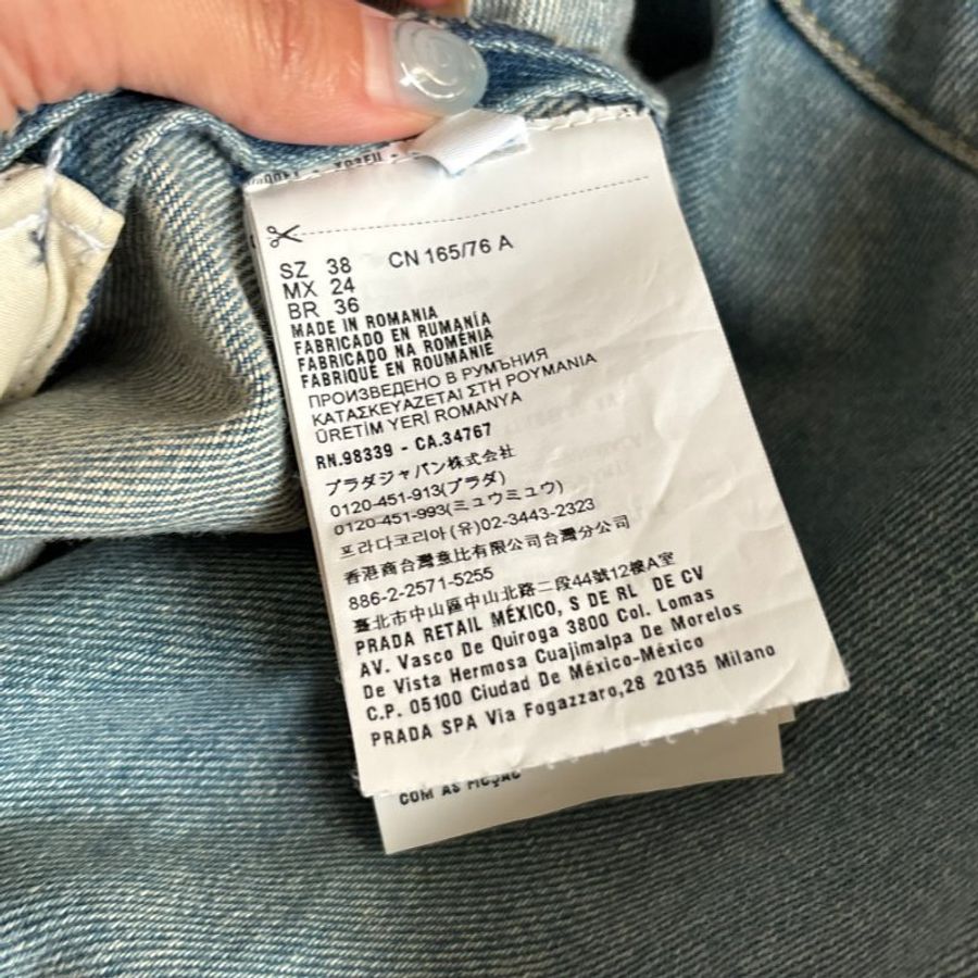 38號 ::Prada:: 經典三角牌 水洗丹寧牛仔連身短褲 連身褲 連衣褲 2022 Medium Wash Denim Button Up Romper-24