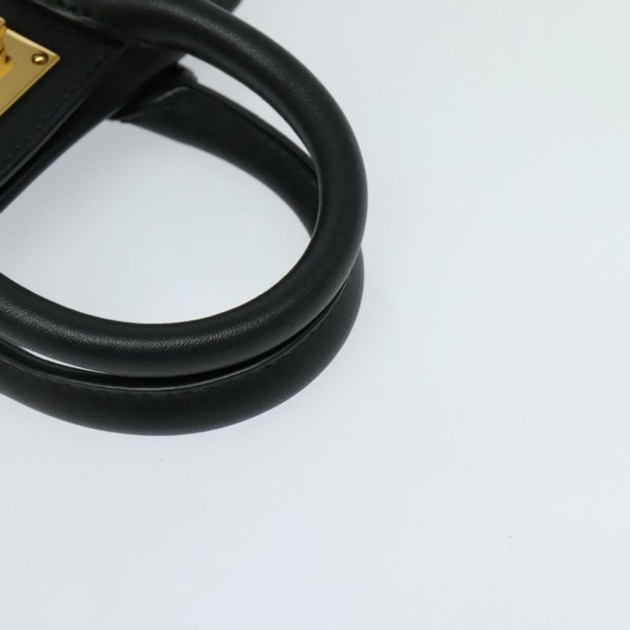 【日本直送】Salvatore Ferragamo Gancini 手提包 皮革 2way 黑色 金色 Auth 131643-6