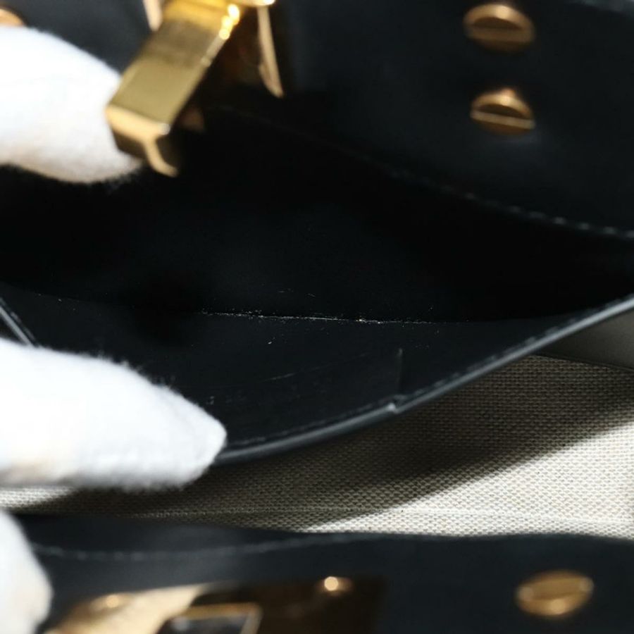 【日本直送】Salvatore Ferragamo Gancini 手提包 皮革 2way 黑色 金色 Auth 131643-10