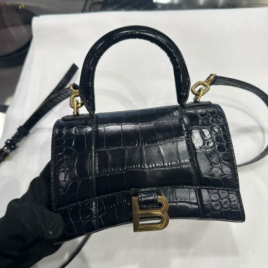 Balenciaga Hourglass XS 沙漏包 黑金 鱷魚紋|Classic Trend CT精品|台北東區實體-0