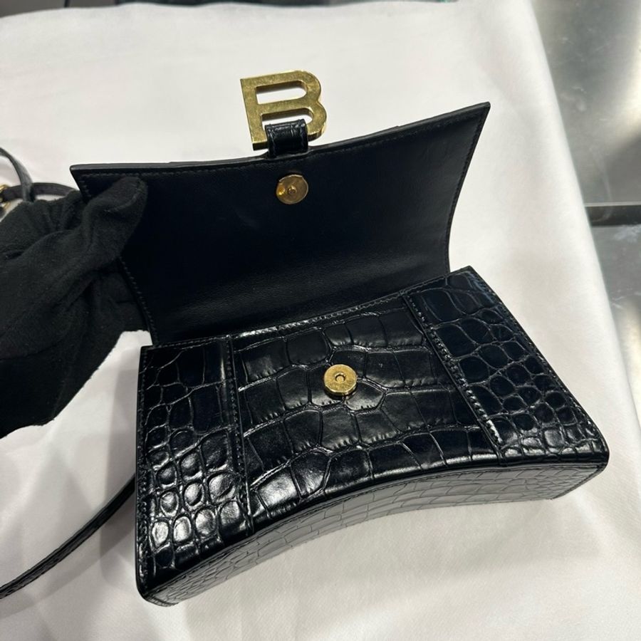 Balenciaga Hourglass XS 沙漏包 黑金 鱷魚紋|Classic Trend CT精品|台北東區實體-4