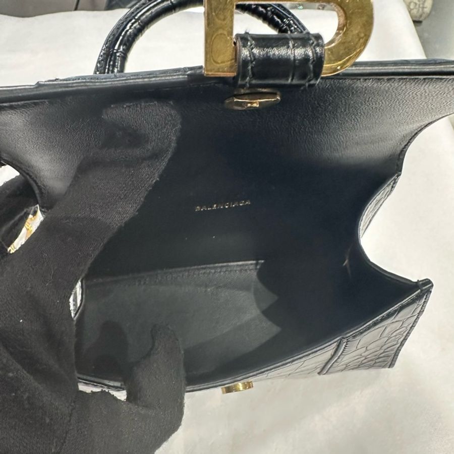 Balenciaga Hourglass XS 沙漏包 黑金 鱷魚紋|Classic Trend CT精品|台北東區實體-5