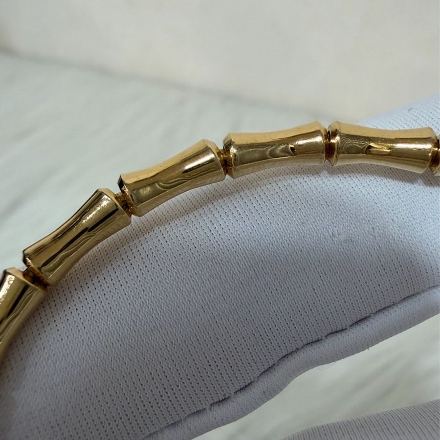 GUCCI 284730 J8500.8000 黃K 750 竹節 彈性 手環-9
