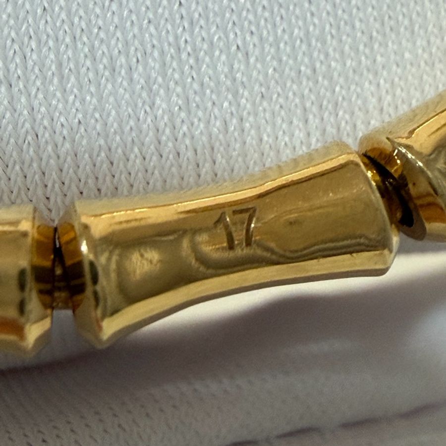 GUCCI 284730 J8500.8000 黃K 750 竹節 彈性 手環-12