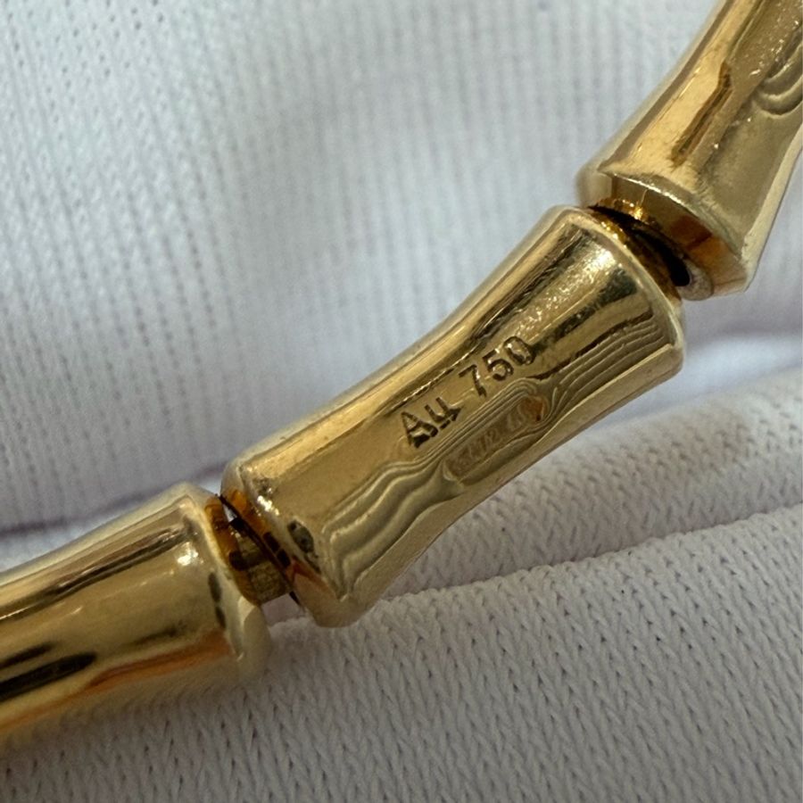 GUCCI 284730 J8500.8000 黃K 750 竹節 彈性 手環-14
