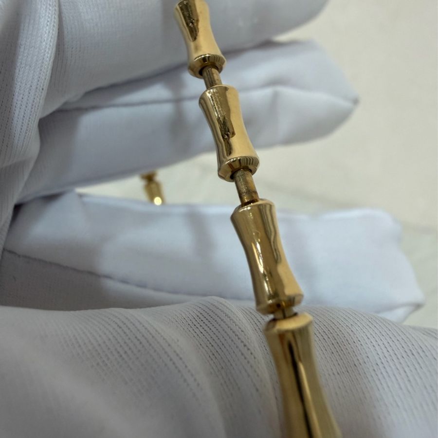 GUCCI 284730 J8500.8000 黃K 750 竹節 彈性 手環-17