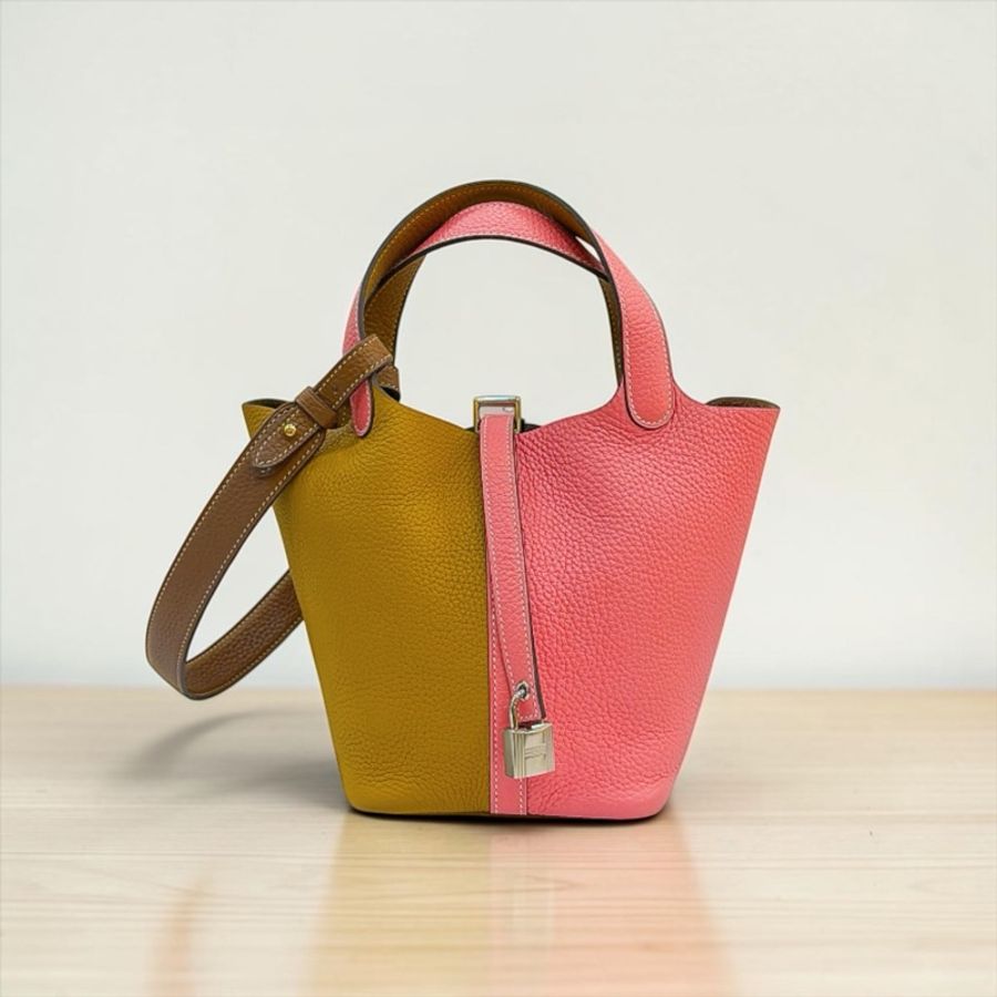 莉亞精品♡ Hermes p18 芝麻x粉銀扣 Y刻 二手美包-0
