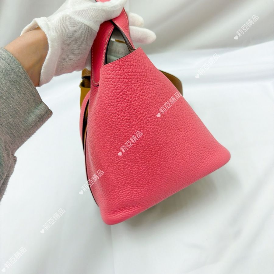 莉亞精品♡ Hermes p18 芝麻x粉銀扣 Y刻 二手美包-4