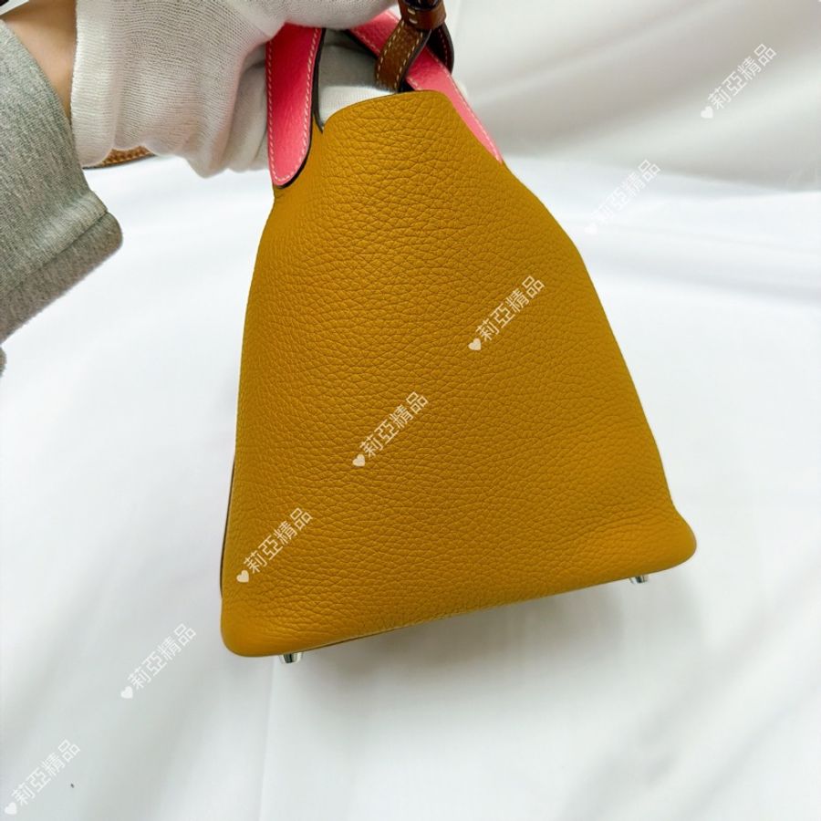 莉亞精品♡ Hermes p18 芝麻x粉銀扣 Y刻 二手美包-5