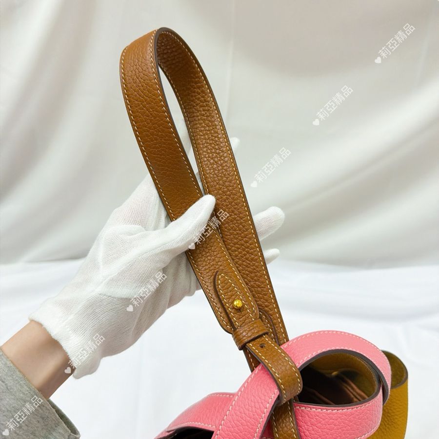 莉亞精品♡ Hermes p18 芝麻x粉銀扣 Y刻 二手美包-11