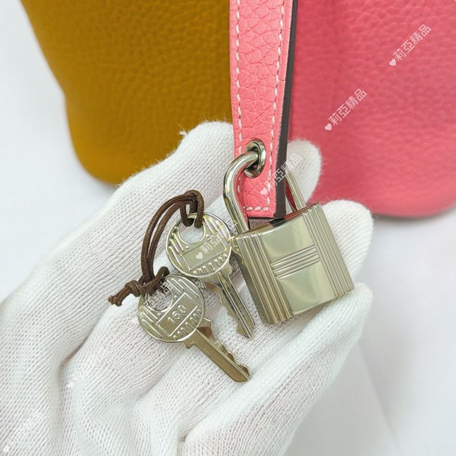 莉亞精品♡ Hermes p18 芝麻x粉銀扣 Y刻 二手美包-12