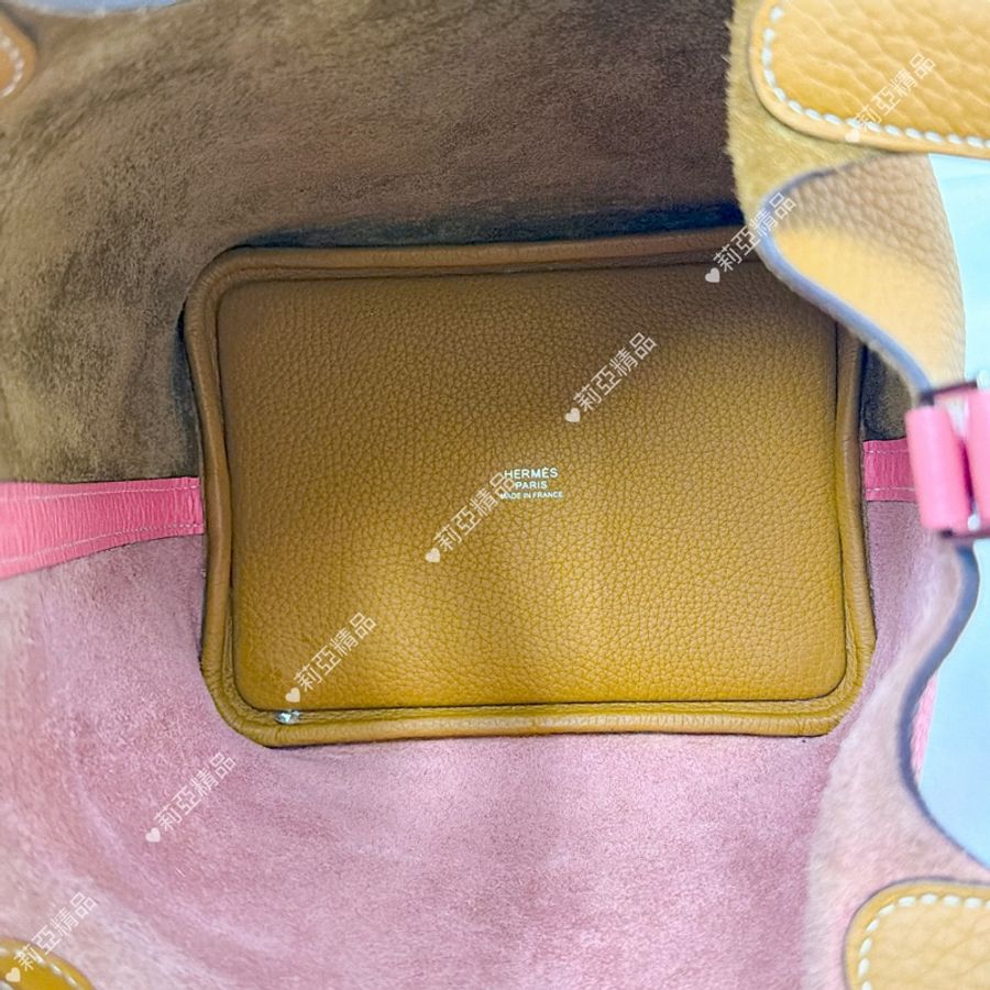 莉亞精品♡ Hermes p18 芝麻x粉銀扣 Y刻 二手美包-13