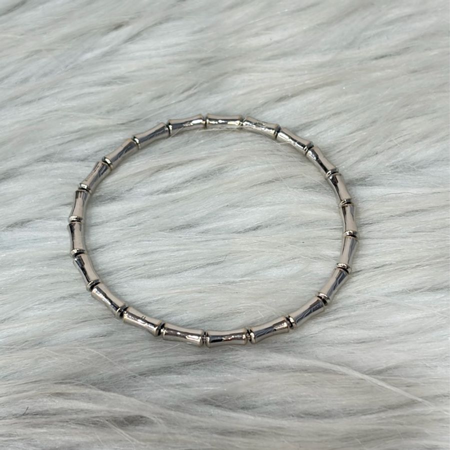 GUCCI 284730 J8500.9000 白K 750 竹節 彈性 手環-2