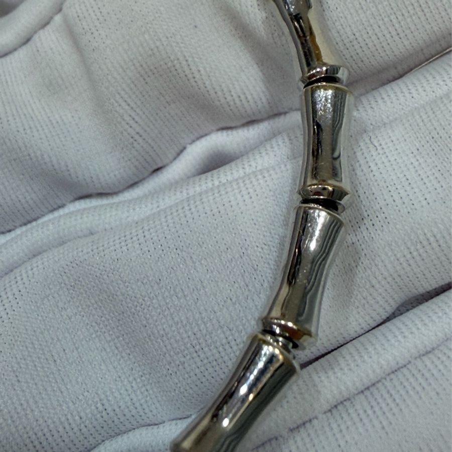 GUCCI 284730 J8500.9000 白K 750 竹節 彈性 手環-8