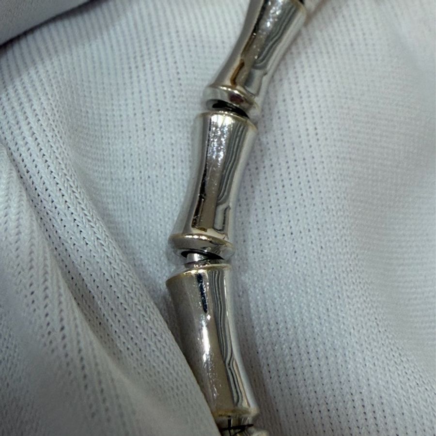 GUCCI 284730 J8500.9000 白K 750 竹節 彈性 手環-9