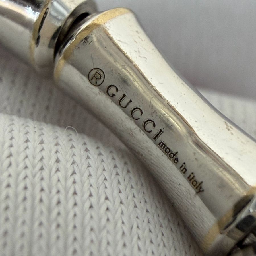 GUCCI 284730 J8500.9000 白K 750 竹節 彈性 手環-15