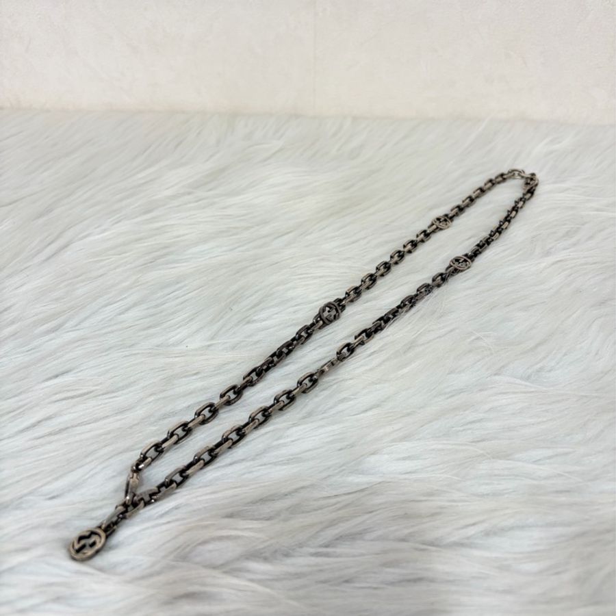 Gucci 66941 Interlocking純銀 925 雙G 仿舊 復古設計 項鍊-2