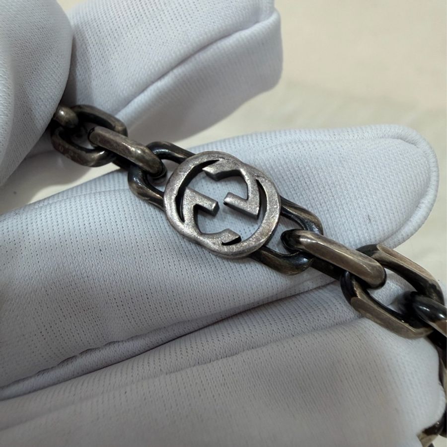 Gucci 66941 Interlocking純銀 925 雙G 仿舊 復古設計 項鍊-6