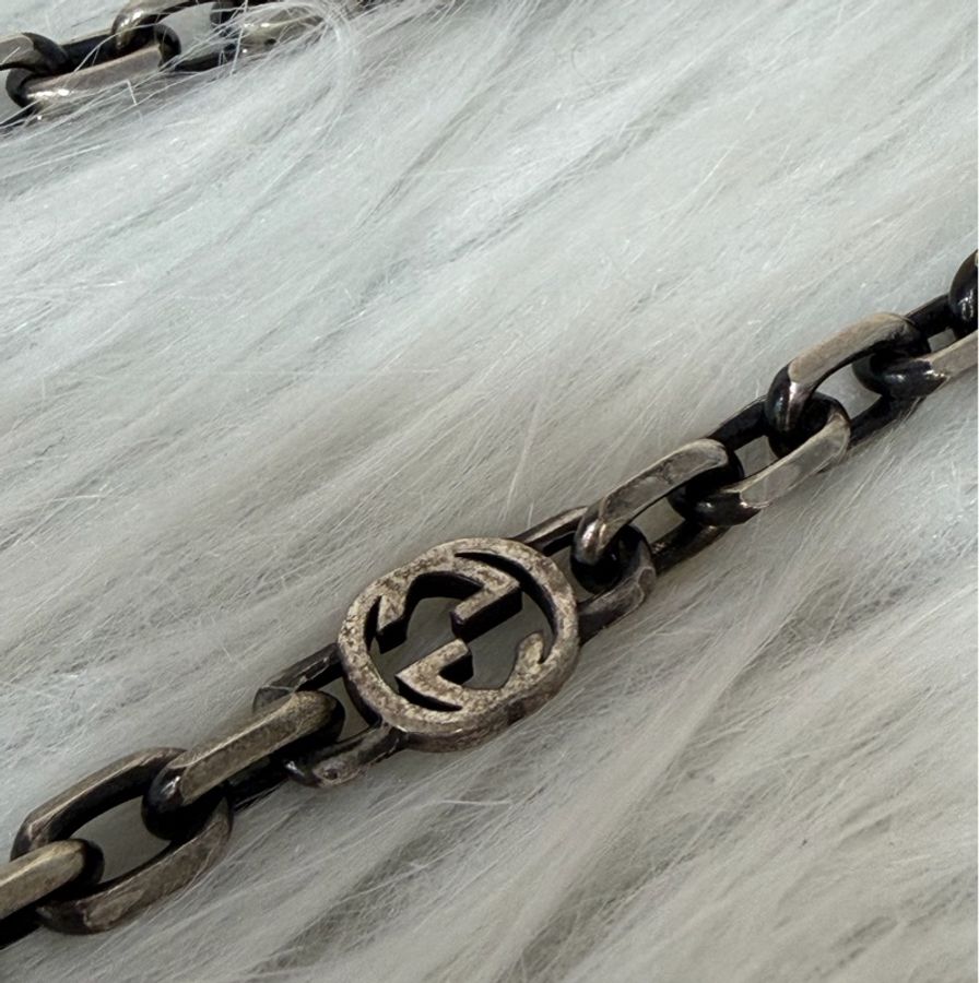 Gucci 66941 Interlocking純銀 925 雙G 仿舊 復古設計 項鍊-30