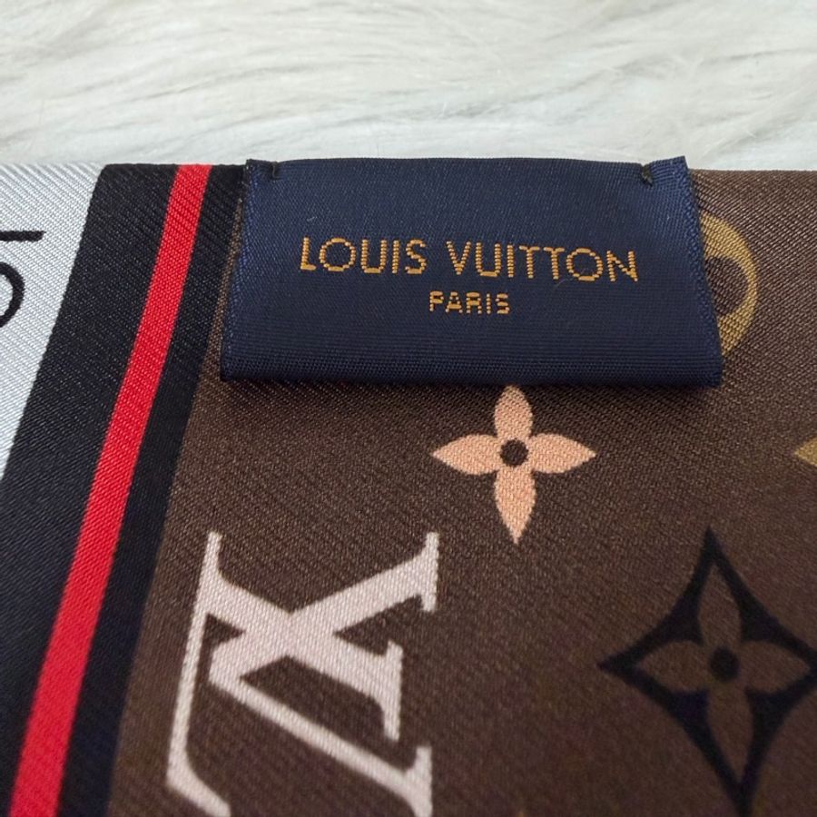 LV M77316 原花 經典包 雙面 絲巾 紅棕經典色 Twilly-15