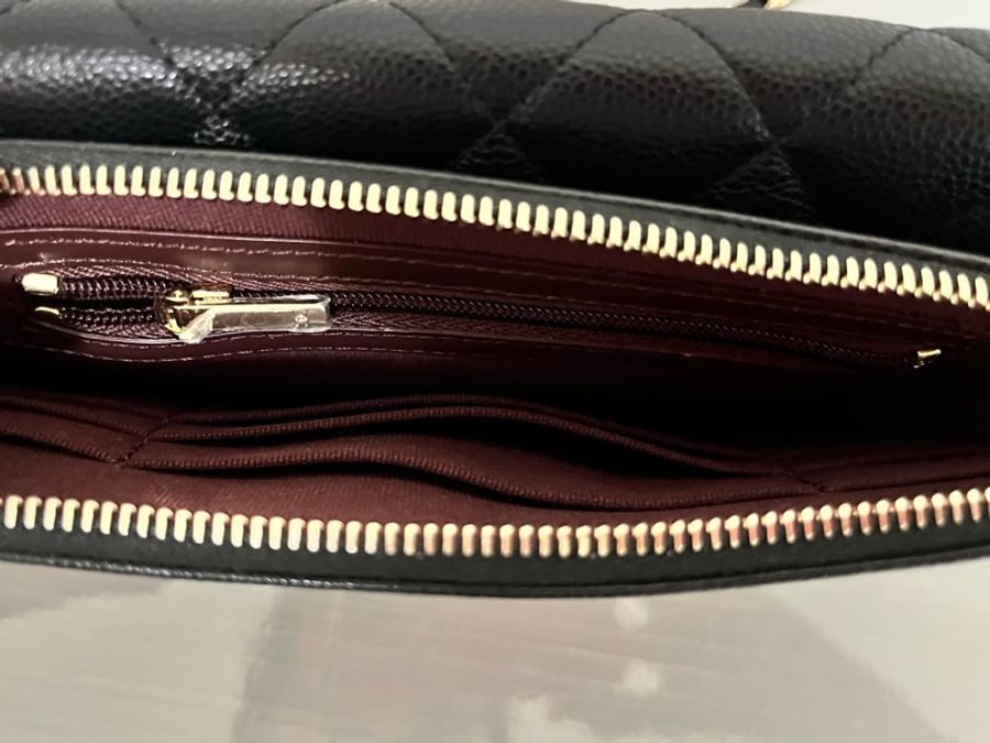 CHANEL 香奈兒 黑色荔枝皮斜背手機包｜金色CC｜WOC手機包｜附購證 全配-20
