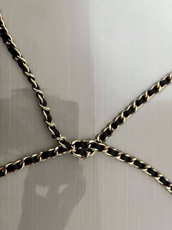 CHANEL 香奈兒 黑色荔枝皮斜背手機包｜金色CC｜WOC手機包｜附購證 全配-32