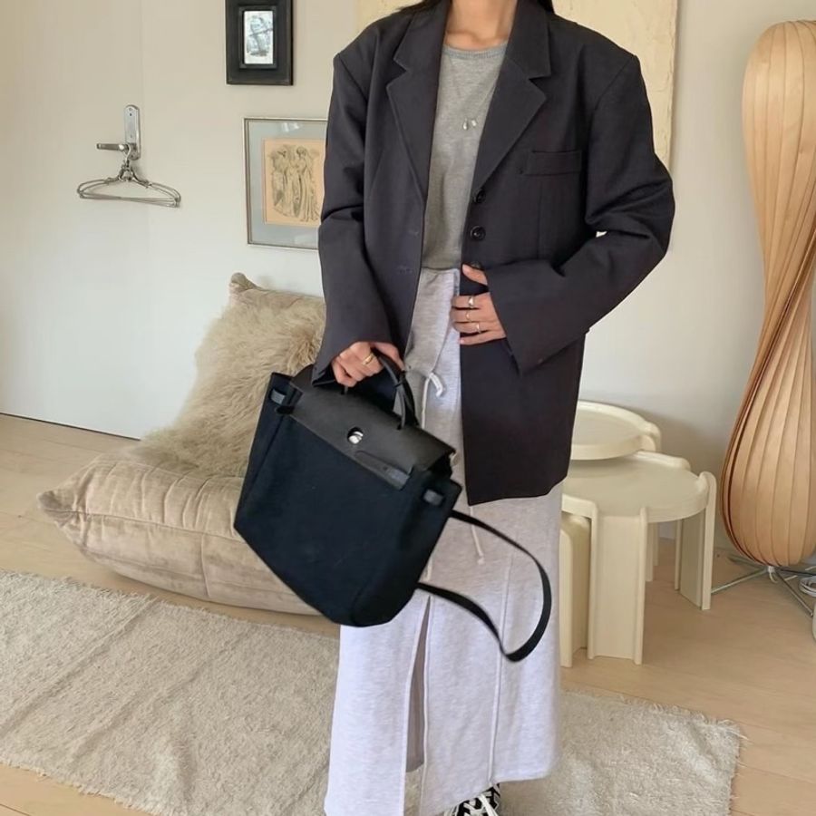 Hermes 愛馬仕 Herbag 31 帆布拼皮 藍色拼皮 銀扣-7