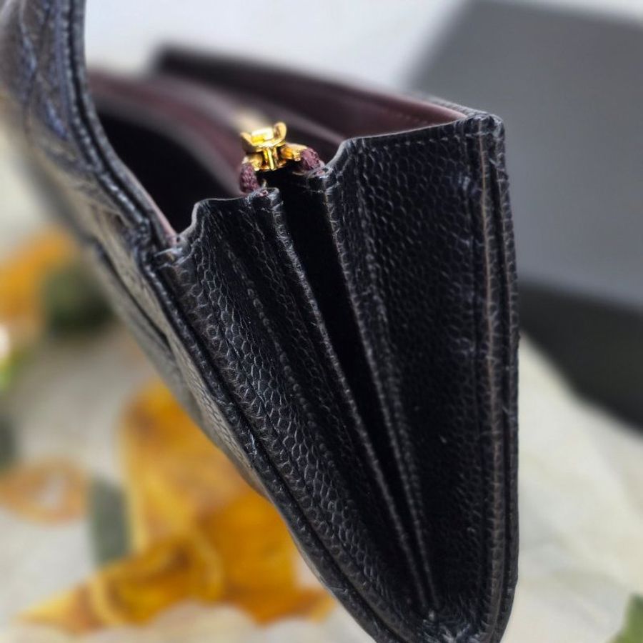 閒置未使用 新款CHANEL 黑金 信封式翻蓋長夾  芯片款-20