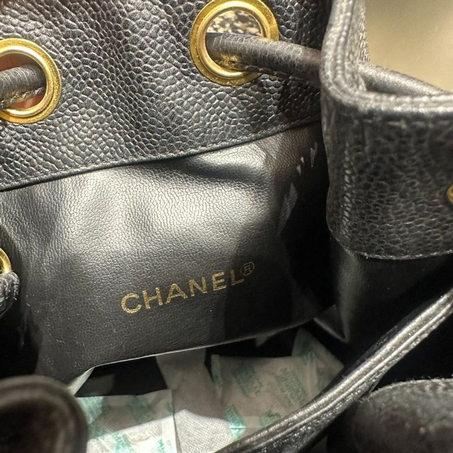 Chanel香奈兒黑金魚子醬雙金球雙Clogo水桶包-22